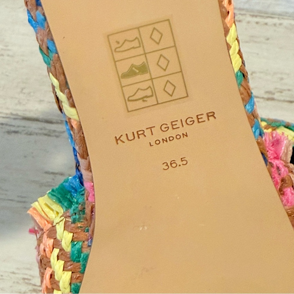 Kurt Geiger Kensington Eagle Casual Rainbow Flat Raffia Slide Sandals 36.5 EU - Picture 15 of 16
